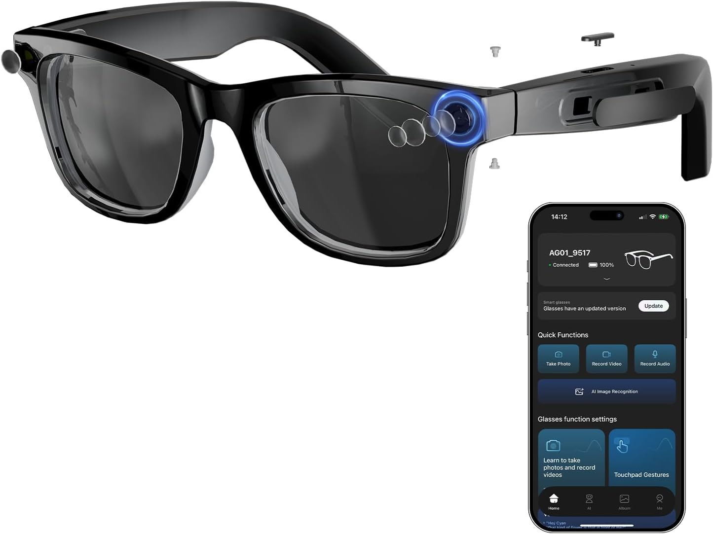 8MP AI Smart Glasses: 1080P Vi - Smart Glasses Lens บทวิจารณ์และราคา
