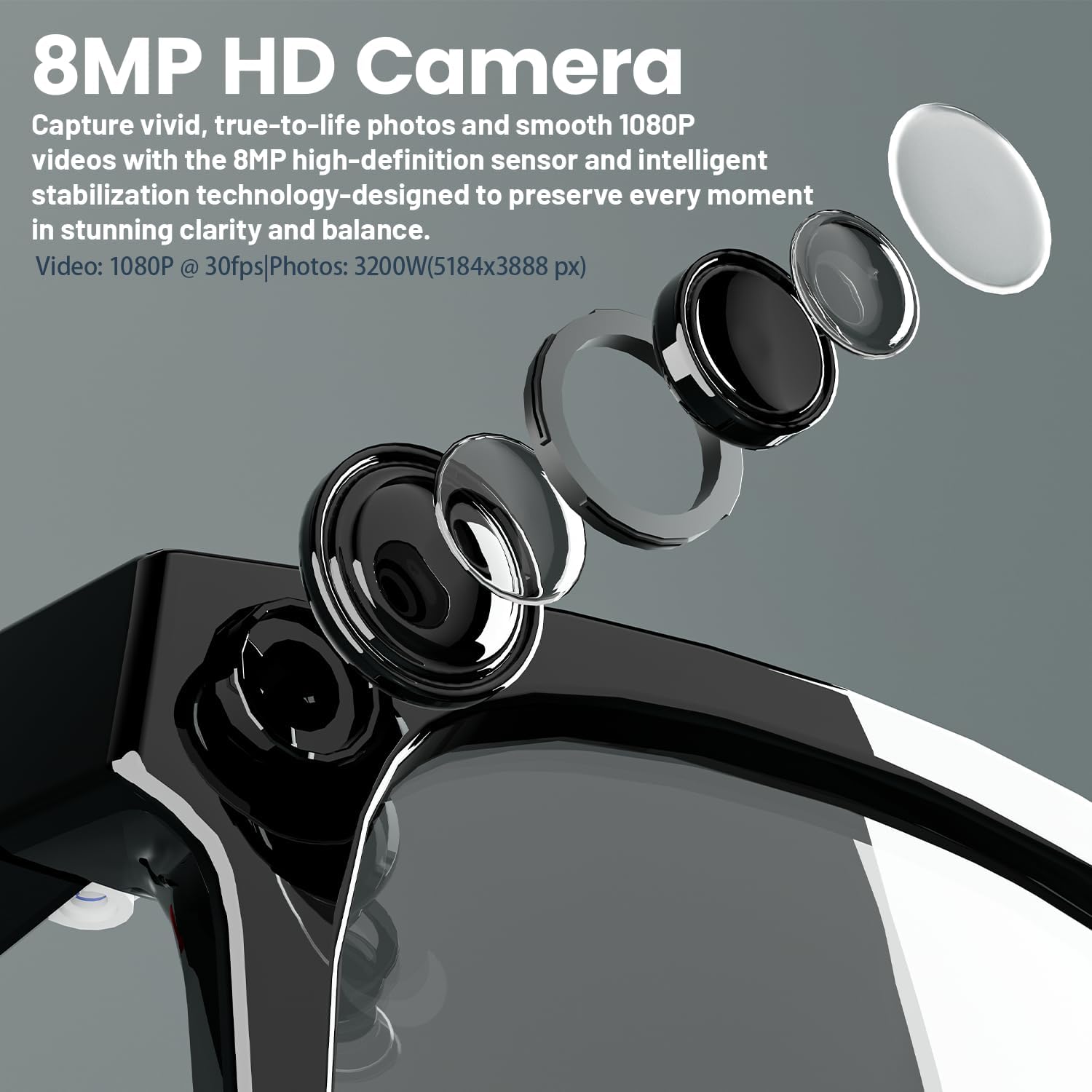 8MP AI Smart Glasses: 1080P Vi - Smart Glasses Lens บทวิจารณ์และราคา